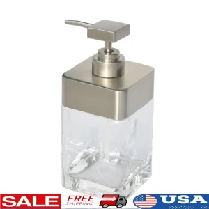 Clear Glass Soap Metal Accent Dispenser